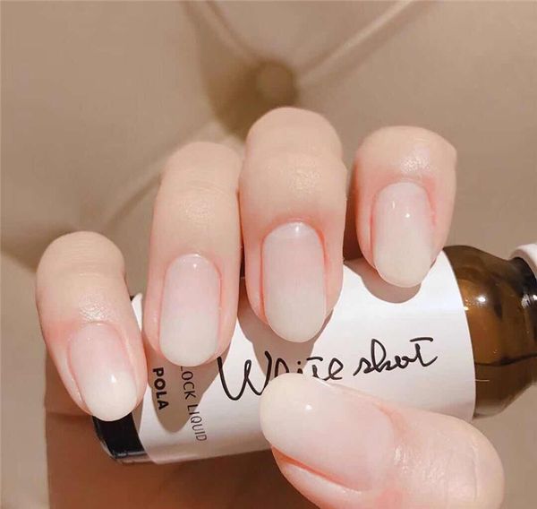 24 Pces Gradient White Round Fake Nail Art Piece False Acrylic Nail Tips Удлинитель для пальцев Маникюр Uñas Postizas