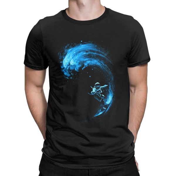 

space surfing astronaut surreal spaceman men's t shirt humor tee shirt short sleeve o neck t-shirt cotton plus size clothing