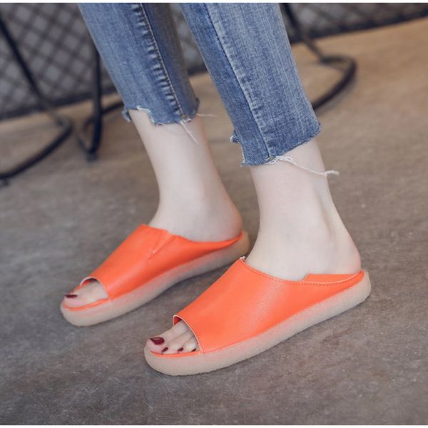 

women spring slip on flat loafers woman open toe two wear slippers female casual fashion pu shallow shoes lady 2020 new footwear, Black