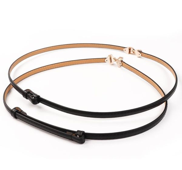 

simple fashion versatile style decorative thin waist ladies belt imitation leather material buckle01, Black;brown