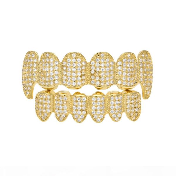 

new custom iced out exclusive luxury bottom gold bling bling teeth grillz set vampire & classic teeth for men, Black