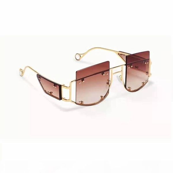 

oversized rimless sunglasses fashion sun glass men designer brand women sunglasses shades with box and case, White;black