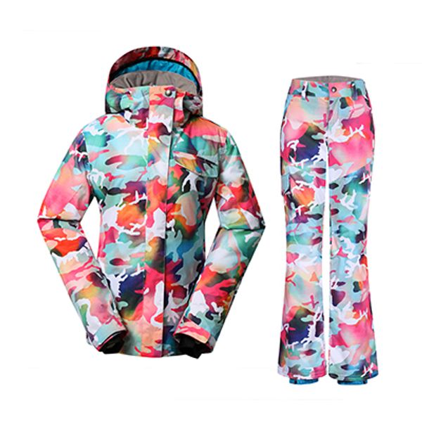 

лыжный костюм открытых толстый теплый gsou снег женские ветрозащитный водонепроницаемого coat брюки дышащей лыжи для lady размер xs-l