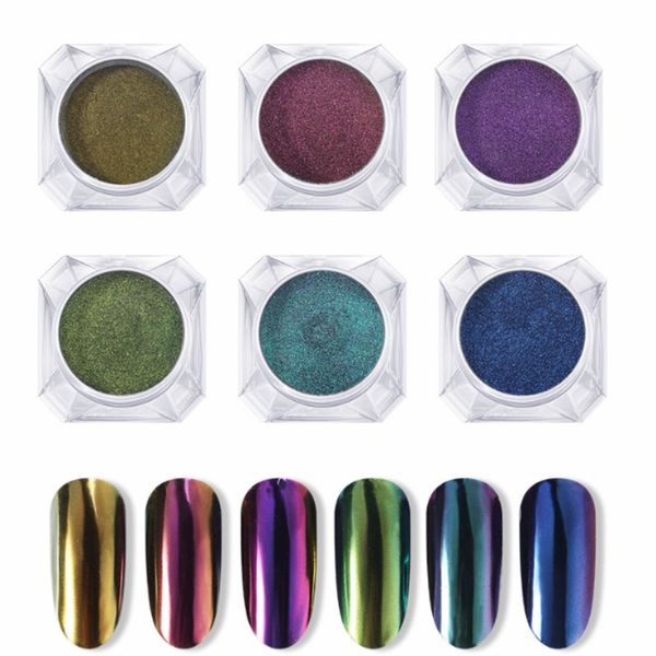 

mirror powder nail art glitter chameleon pigment powder manicure nail tips decoration accessories gel polish dust, Silver;gold