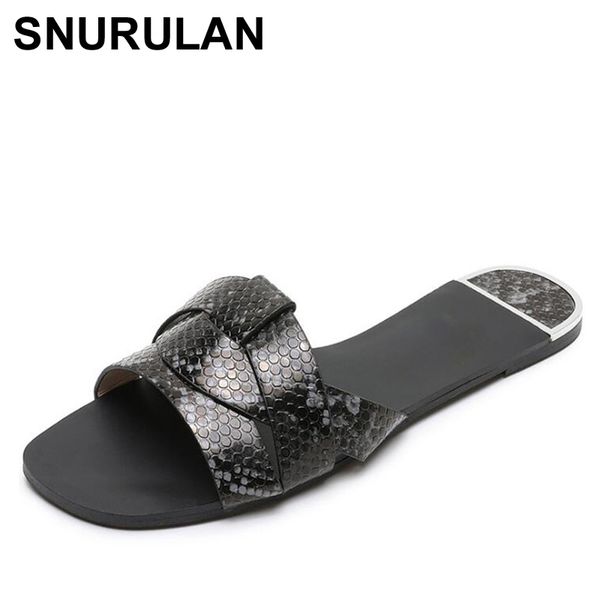 

snurulan2020summer beach women slippers sandals women slippers flat heel casual ladies outdoor shoes woman fashion slidesslipper, Black