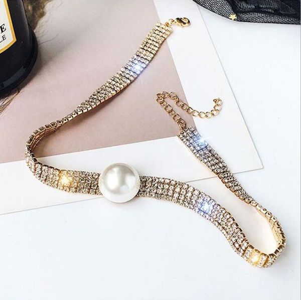

Popular Fashion Designer Choker Necklace for Womens Party Wedding Lovers Luxury Jewelry Chokers Necklace Bracelet with Crystal Pearl