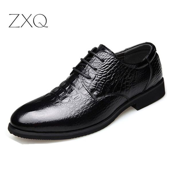 

luxury leather men shoes crocodile pattern casual flats men business oxfords male leather formal shoes mens dress shoe, Black
