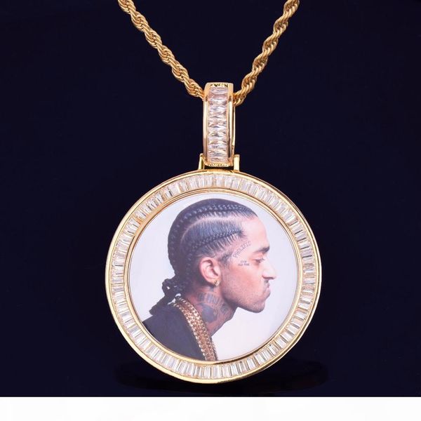 

new custom p medallions round necklace p frame pendant with rope chain gold cubic zircon rock street men's hip hop jewelry, Silver