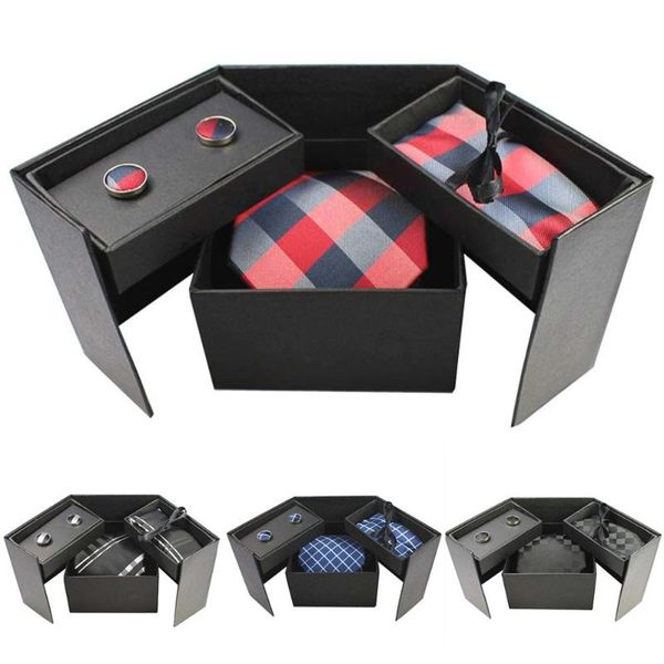 

ricnais fashion silk 8cm tie set red yellow jacquared pocket square cufflinks neck ties sets for men business wedding dress gift, Blue;purple