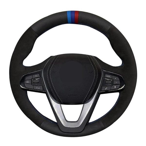 

car steering wheel cover non-slip black genuine leather suede for g20 g21 g30 g31 g32 x3 g01 x4 g02 x5 g05 x7 g07 z4 g29