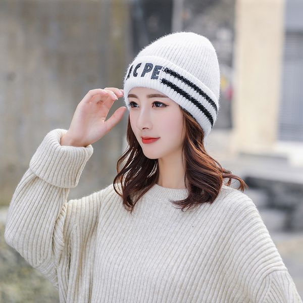 

winter knitted solid beaines women men warm leisure time loose crochet caps skullies streetwear skiing hat bonnet, Blue;gray