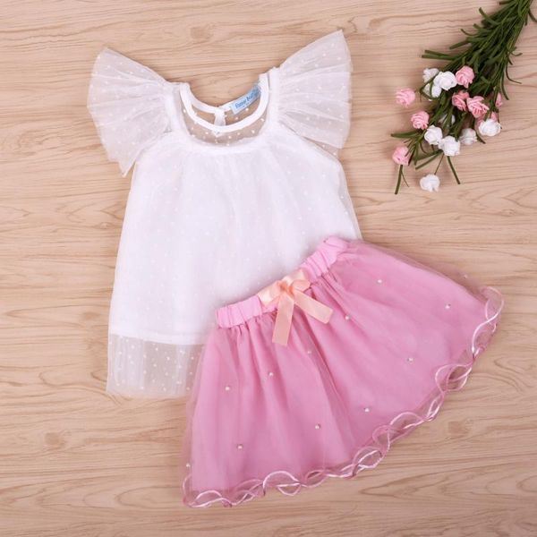 

clothing sets humor bear get a gift baby girl clothes suit feifei sleeve t-shirt+skirt set kids girls suits, White