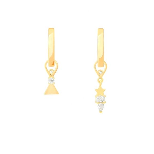 

lozrunve dainty 925 стерлингового серебра симметричный минималистский cz треугольник звезда шарм хооп серьги, Golden;silver