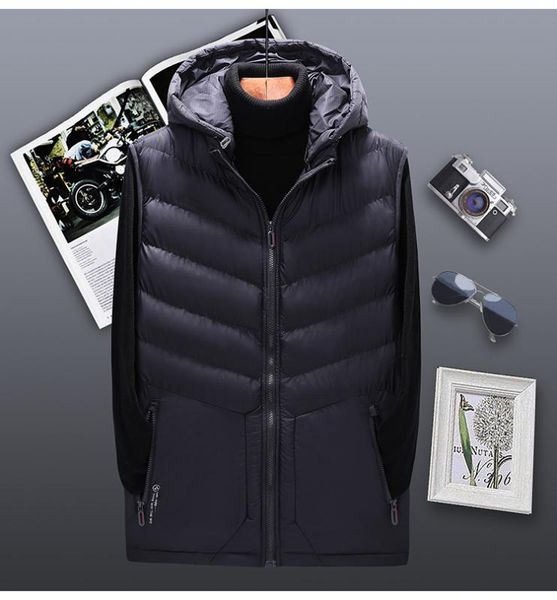 

men's vests plus size -6xl winter hooded vest for women & man fashion couples cotton-padded waistcoats sleeveless jacket outerwear vt, Black;white