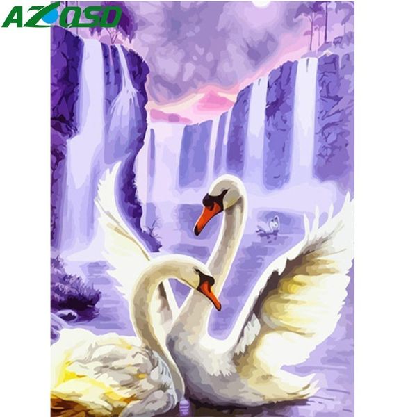 

azqsd oil painting by numbers swan animal painting diy hand painted frameless paint on canvas szgd092 home decoration
