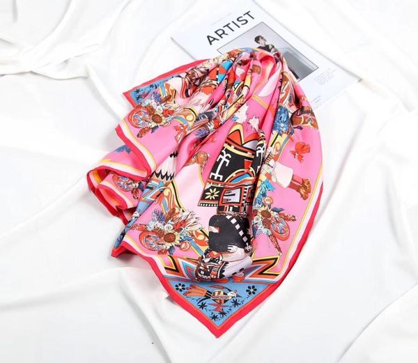 

2020 new arrival autumn winter 90*90 cm scarf 100% pure silk shawl wrap for women lady girl gift, Blue;gray