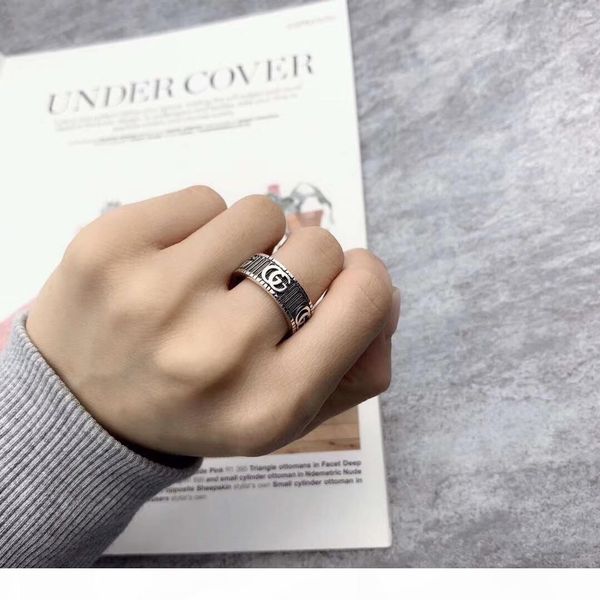 

sterling silver ring special design letter personality ring retro hip hop couple ring fashion jewelry supply