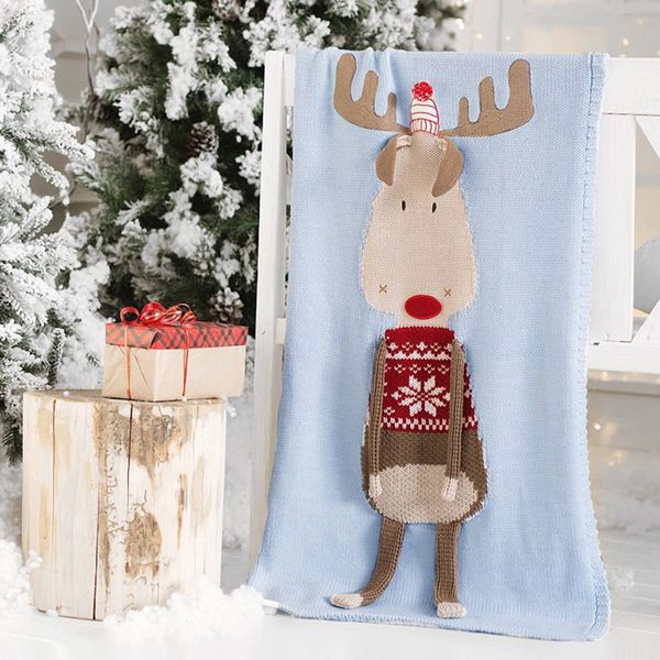 

baby kids christmas elk blanket winter children's knitted blanket mat carpet rug baby room decoration p props accessories