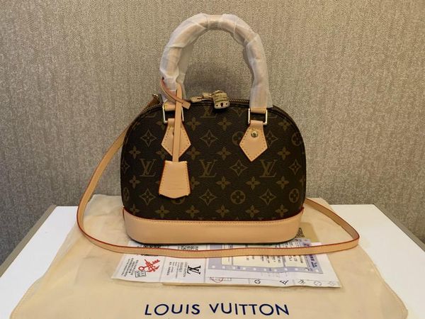

2020 new women's handbag alma bb shell bag handle cute bag damier ebene crossbody bag patent leather