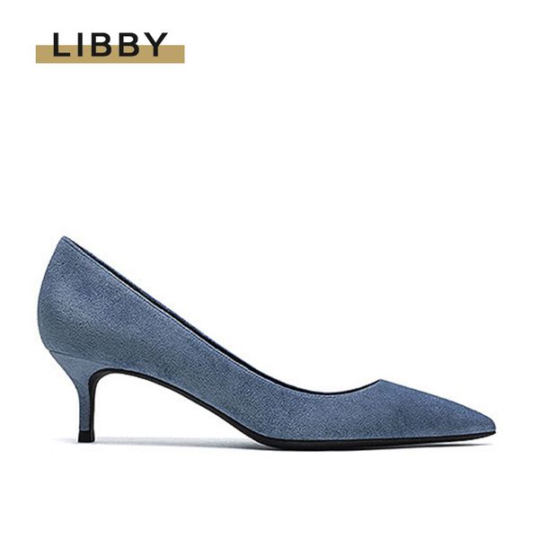 

suede pointed toe 5cm high heel elegant work shoes nude flock mid heels office lady stiletto summer fashion pumps women, Black