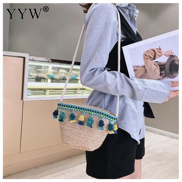 

cloth bag tassel shoulder bag women summer rattan crossbody handmade woven beach bohemia female cross body new fashion