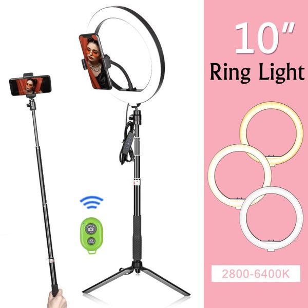 

10inch/26cm led ring light pgraphy selfie ring lamp for youtube makeup video light with tripod for phone