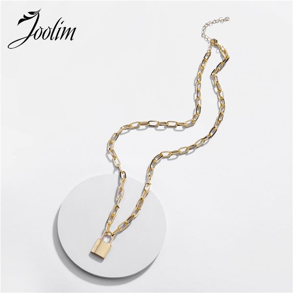

joolim must-have gold silver color paperclip link padlock pendant necklace long necklace 2020 trend jewelry