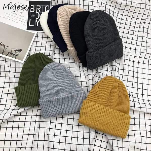 

skullise women winter knitted solid korean style harajuku all-match simple student womens beanies fashion chic casual ulzzang, Blue;gray