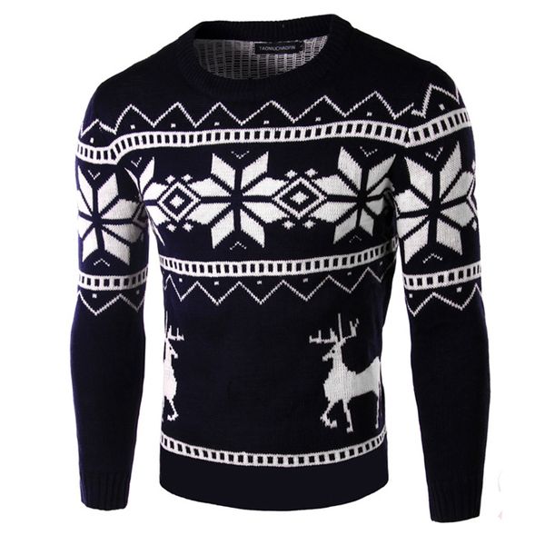 

2020 fashion men christmas sweaters england style men sweater deer pullovers reindeer sweater slim o-neck, White;black