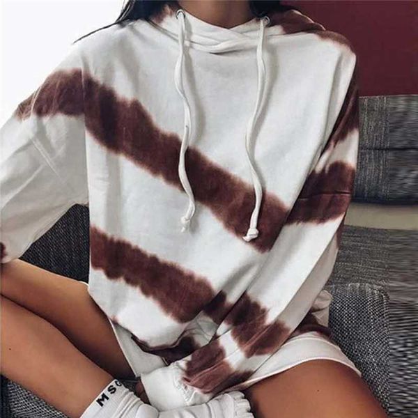 

autumn new style hooded ladies drawstring casual sweatshirt fashion striped printing long sleeve sweatshirt, Black