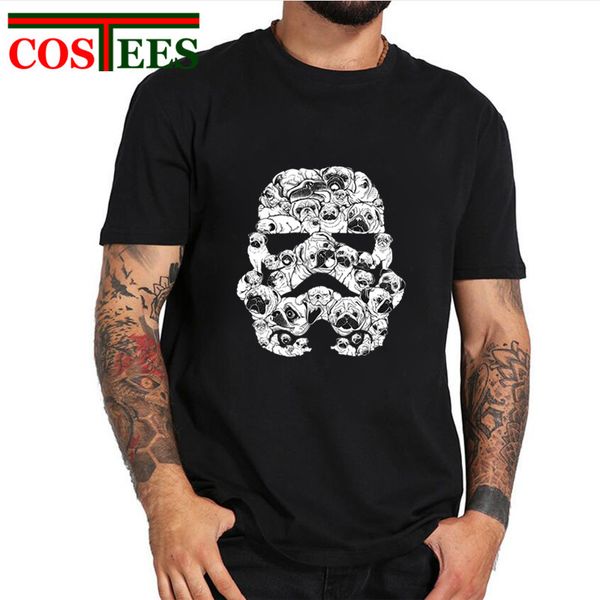 

creative humor skull design pugtrooper t shirts men star darth vader pug dog t-shirts jedi wars yoda sketeton tee shirt camiseta