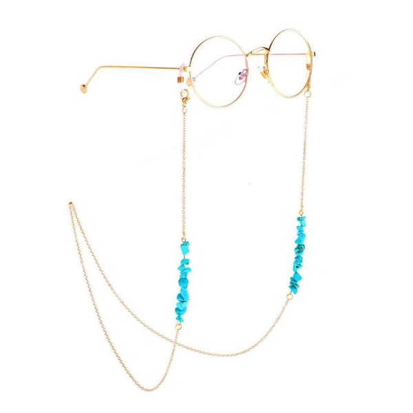 

2020 bohemian irregular blue stone beads sunglasses lanyard strap fashion necklace glasses chain cord for reading glasses, Silver