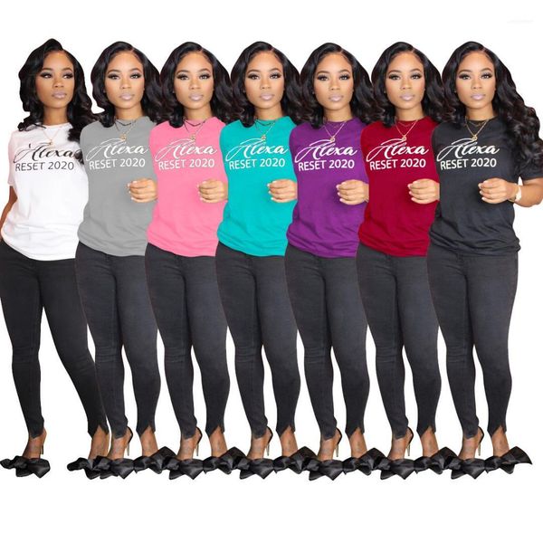

womens summer tshirts fashion short sleeve casual tees letter print solid color ladies female clothing slim, White