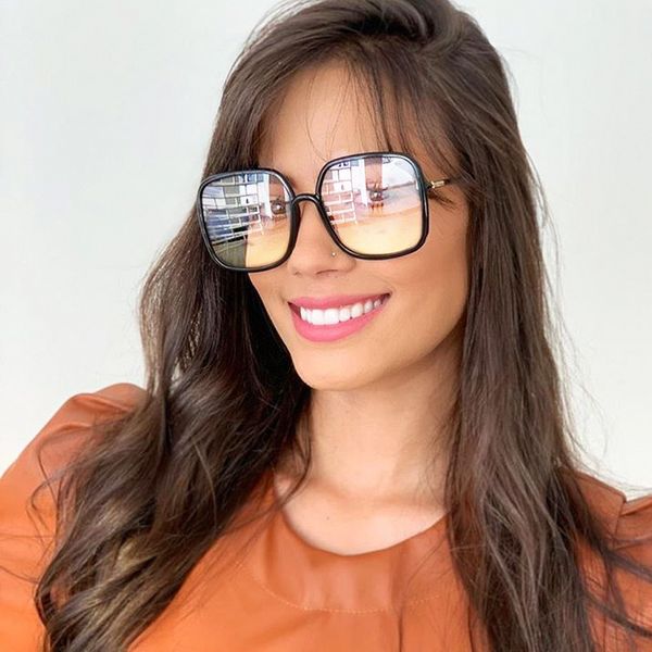 

tendy square women eyeglasses vintage retro new brand glasses frame female fashion computer clear eyewear overszie clear glasses, Black