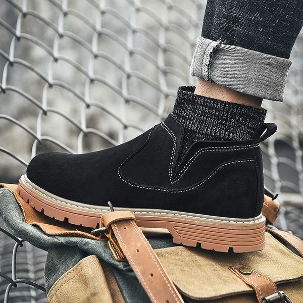 

negras leather zapatillas brown man high male high highcasual shoe mens leisure mens men casual boots sneaker black for