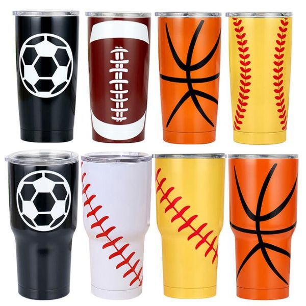 

tumblers stainless steel water bottle 30oz softball tumbler vacuum thermos creative baseball car cup coffee mugs glasses drinkware dhd1009