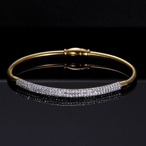 

stainless steel adjustable bracelets for women crsytal gold/silver color chain bangle & bracelet femme wedding jewelry, Black