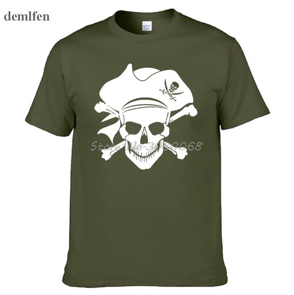 

new pirate jolly roger piracy crossbones skull print t-shirt men cotton short sleeve t shirt fashion casual brand tees
