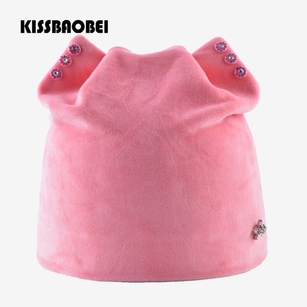 

fashion beanie hats for women winter warm hat flannel soft comfortable cat ears style caps for girls street trend gorro bonnet, Blue;gray