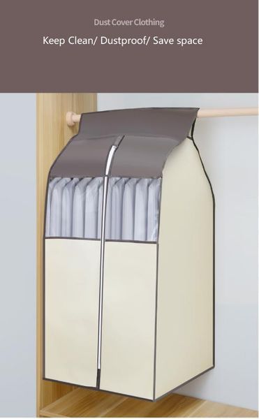 

2pcs clothes dust cover clothing hanging storage bag garment organizer coat organizer cover suit closet household wardrobe