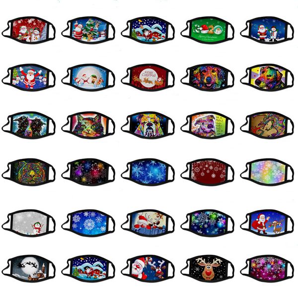 

2020 new fashion able washable 3d printing christmas halloween dustproof breathable mask man woman child snowflake animal face masks