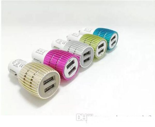 

colorful led car charger 2 ports cigarette port 5v 2.1a micro auto power adapter dual usb for samsung for iphone for huawei