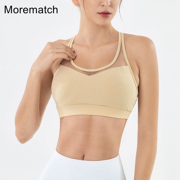 

morematch women seamless sports bra breathable blue mesh fitness crop shockproof yoga bra for women gym, White;black
