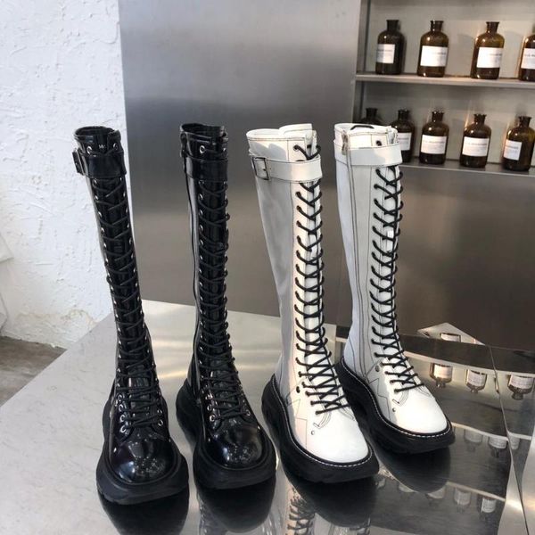 

women's boots thick leather thick soles high boots women's riding 's motorcycle women, Black