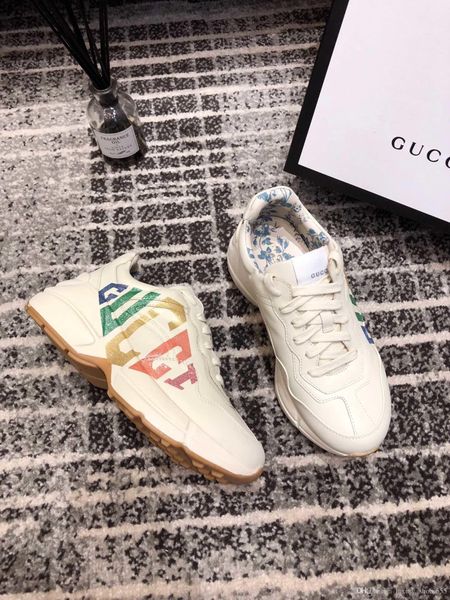 

size35-44, low-cut rhyton sneakers, high-quality brand shoes, fashion prints designed by rs, comfortable trends,with box