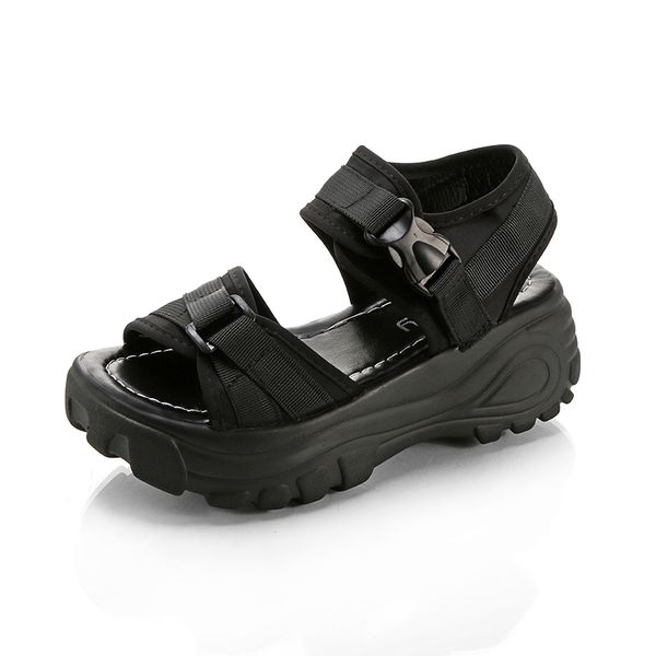 

2020 new summer platform shoes sandals women's open toe roman shoes all-match comfortable personalized women beach, Black