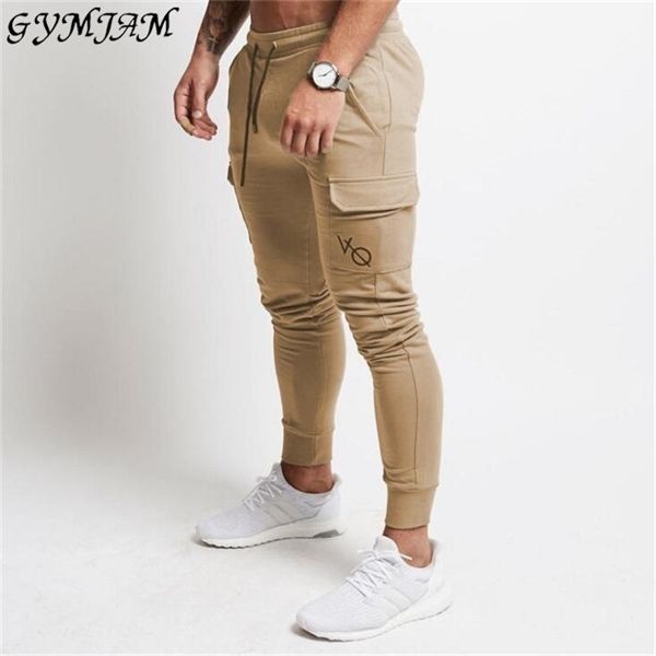 

fashion men's pocket casual trousers 2019 brand men's trousers jogger fitness fashion sweatpants fitness pants, Black