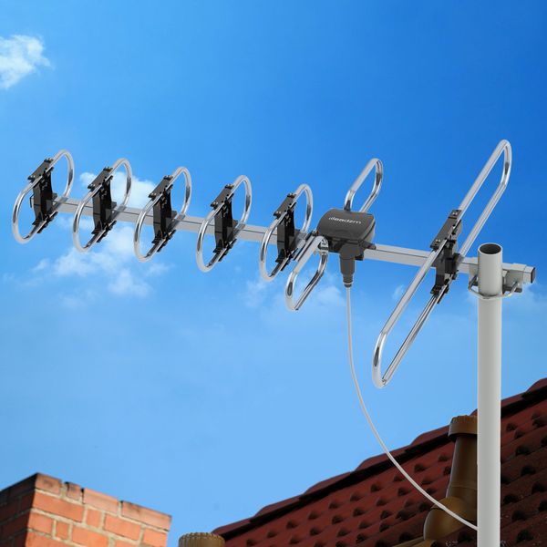 

outdoor 60 mile tv antenna digital amplified long range double-head black wire antenna 470-860mhz 10m 3c2v without stand