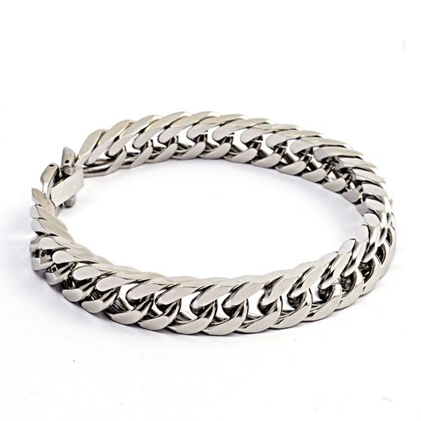 

bracelets mens stainless steel silver color charm chain bracelets on hand hip hop punk gold bracelet gifts for men accessories, Black