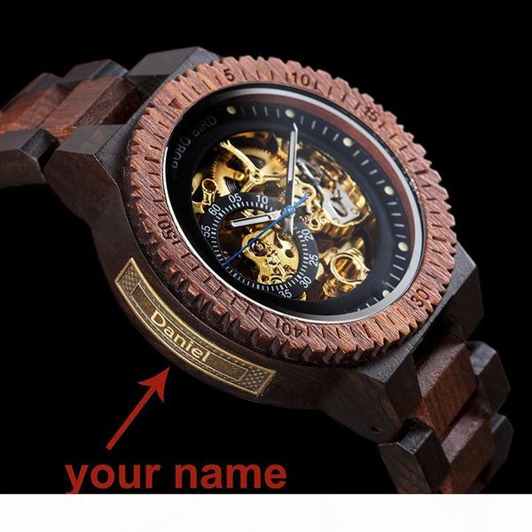 

personalized customiz watch men bobo bird wood automatic watches relogio masculino oem anniversary gifts for him engraving, Slivery;brown